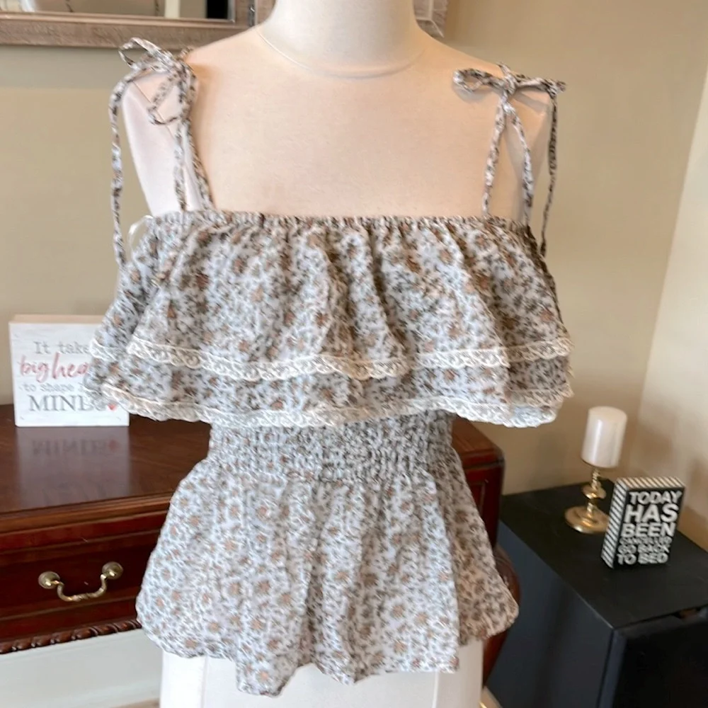 Ruffle Lace Tank Spaghetti Strap - Picture 2 of 13